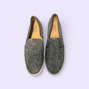 INC International Concepts Women’s Sparkling Slip-Ons - Silver
